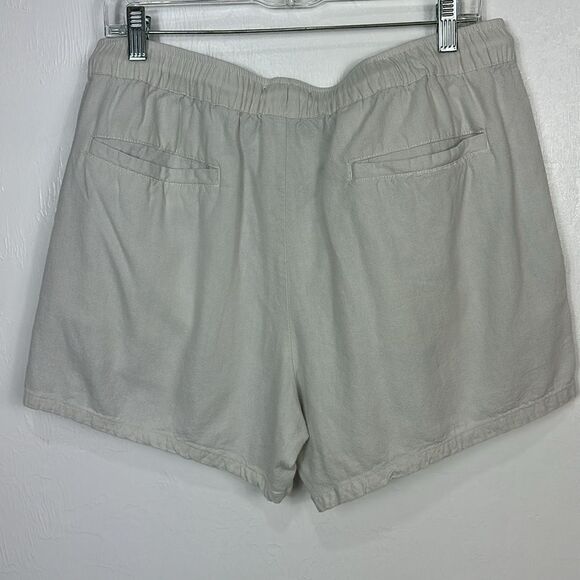 ASOS Design Light Gray Linen Blend High Rise Drawstring Waist Shorts Size XL - Picture 3 of 9